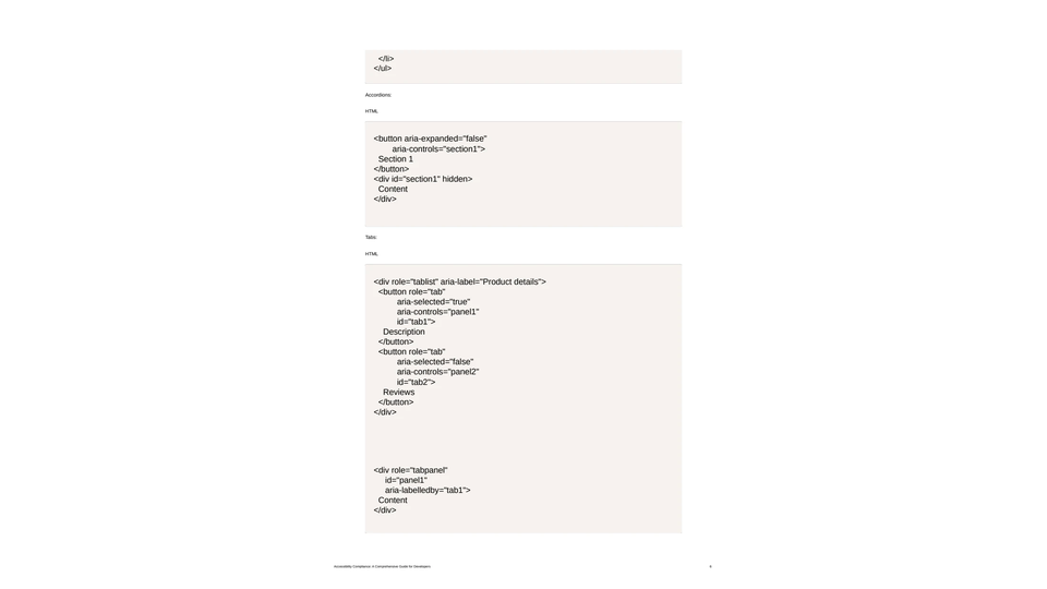 Tab controls and keyboard behaviour